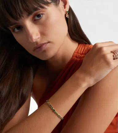 SHAY JEWELRY 18kt gold tennis bracelet with emeralds | Thumbnail 2