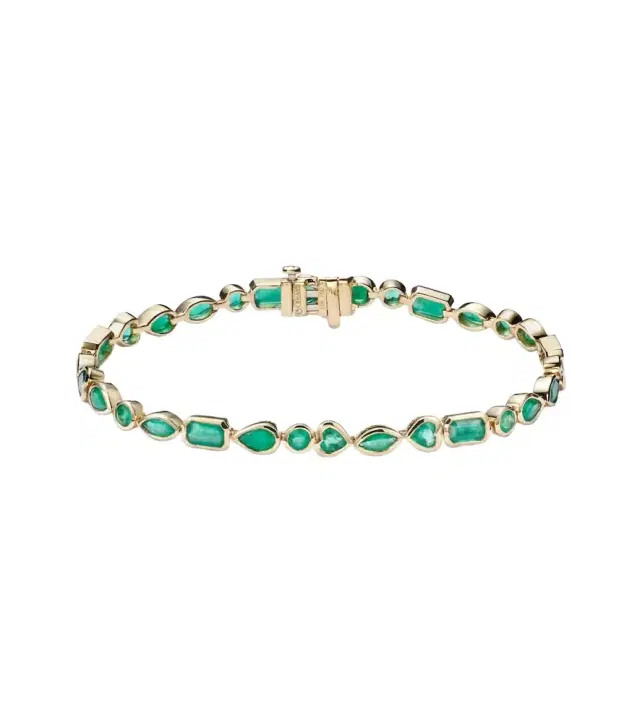 Shay Jewelry 18kt gold tennis bracelet with emeralds