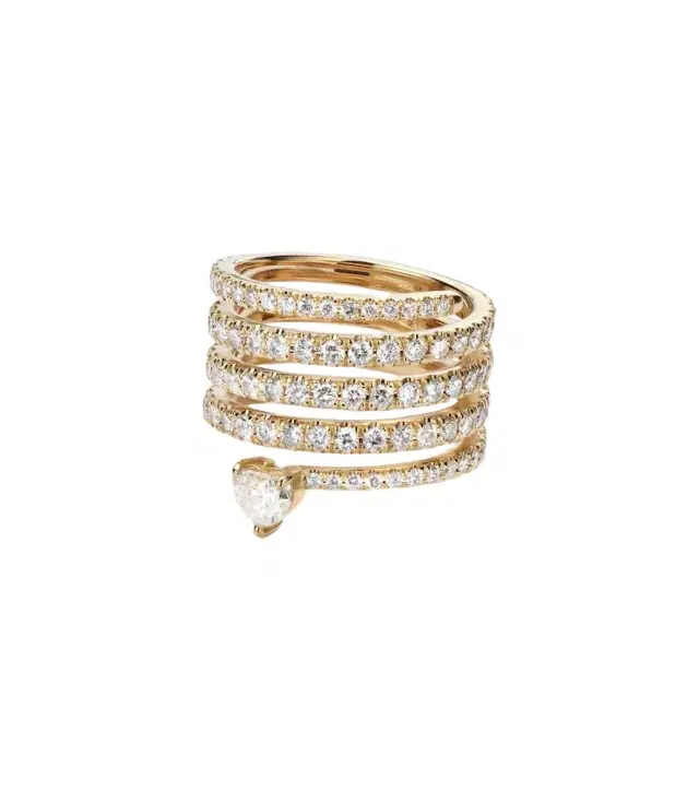 Shay Jewelry Spiral Heart 18kt gold ring with diamonds