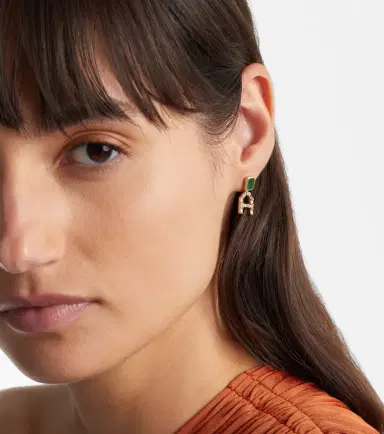 Shay Jewelry 18kt gold single drop earring with diamonds and emerald | Thumbnail 2 Shay Jewelry 18kt gold single drop earring with diamonds and emerald | Thumbnail 2