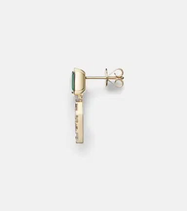 Shay Jewelry 18kt gold single drop earring with diamonds and emerald | Thumbnail 4 Shay Jewelry 18kt gold single drop earring with diamonds and emerald | Thumbnail 4
