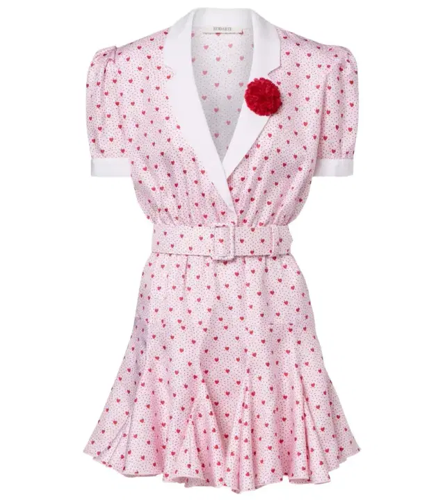 Printed silk twill minidress