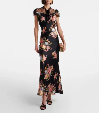 Rodarte Floral lace-trimmed silk midi dress | Thumbnail 2