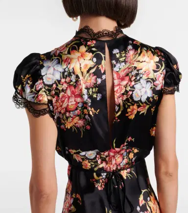 Rodarte Floral lace-trimmed silk midi dress | Thumbnail 4