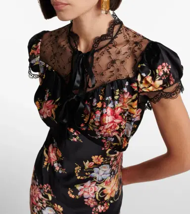 Rodarte Floral lace-trimmed silk midi dress | Thumbnail 6