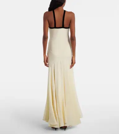 Rodarte Velvet-trimmed silk crêpe maxi dress | Thumbnail 2