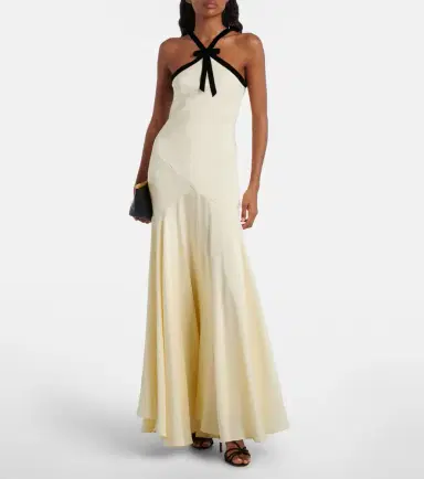 Rodarte Velvet-trimmed silk crêpe maxi dress | Thumbnail 5