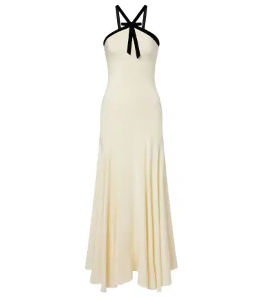 Rodarte Velvet-trimmed silk crêpe maxi dress | Thumbnail 1