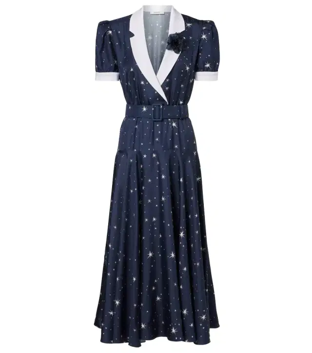 Rodarte Printed silk twill midi dress