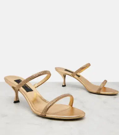 Dolce & Gabbana Crystal-embellished satin mules | Thumbnail 2