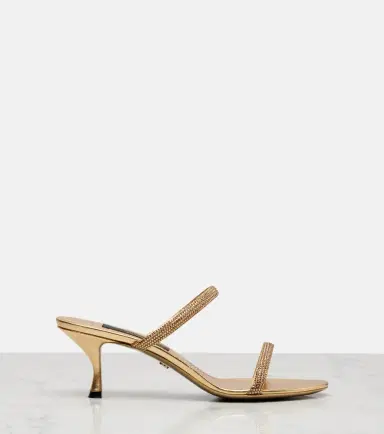 Dolce & Gabbana Crystal-embellished satin mules | Thumbnail 4