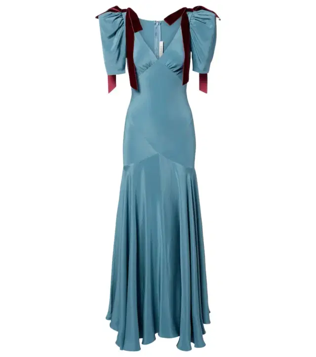 Bow-detail silk crêpe gown