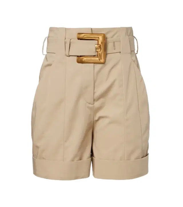 Belted cotton gabardine shorts
