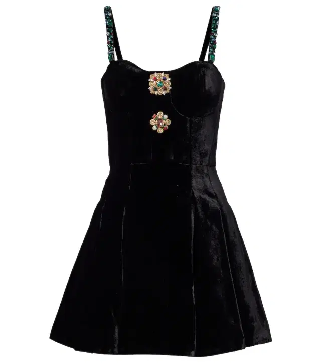 Embellished velvet minidress