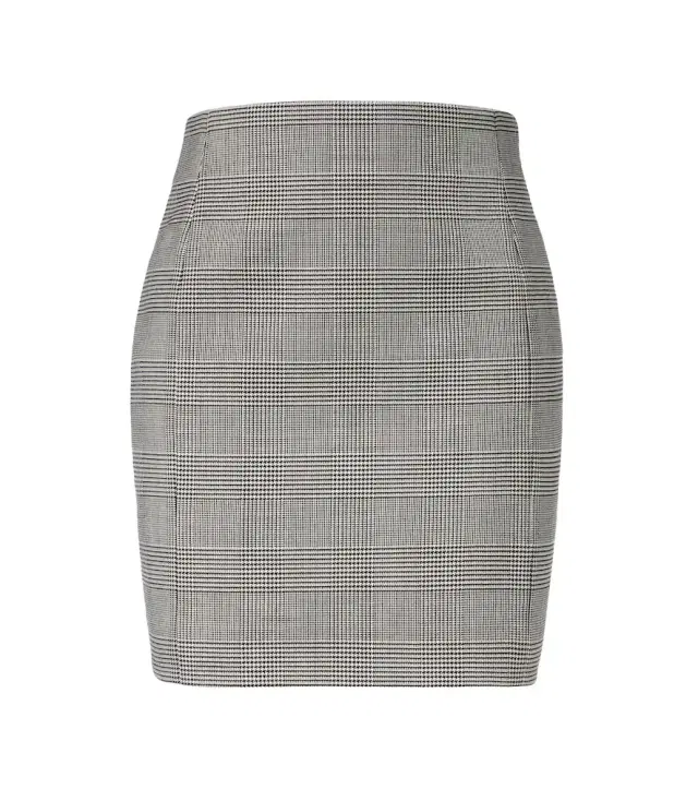 Houndstooth wool-blend miniskirt