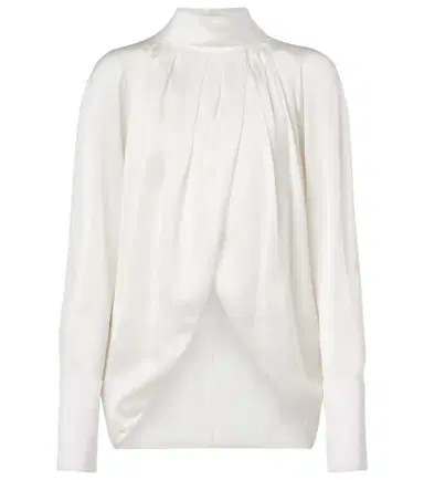 Balmain Draped silk satin blouse | Thumbnail 1