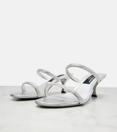 Dolce & Gabbana 60 crystal-embellished satin mules | Thumbnail 2