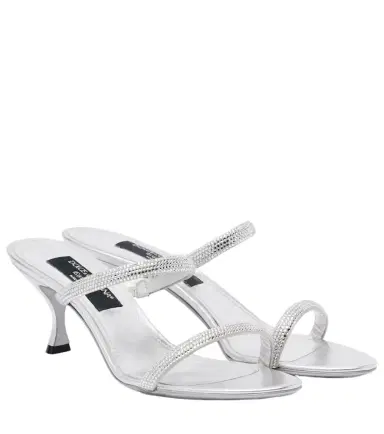 Dolce & Gabbana 60 crystal-embellished satin mules | Thumbnail 1