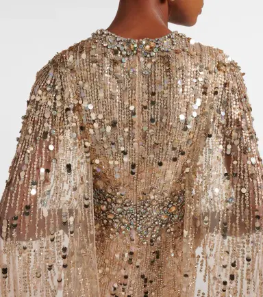 Jenny Packham Honey Dew caped embellished gown | Thumbnail 2
