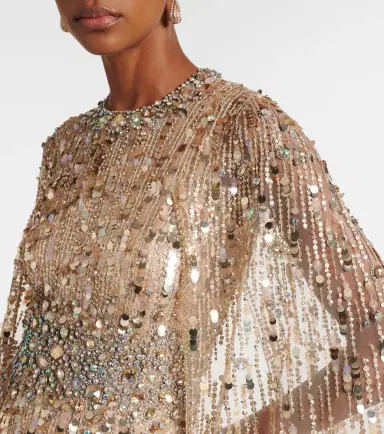 Jenny Packham Honey Dew caped embellished gown | Thumbnail 3