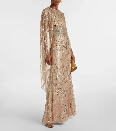 Jenny Packham Honey Dew caped embellished gown | Thumbnail 4