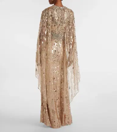 Jenny Packham Honey Dew caped embellished gown | Thumbnail 6