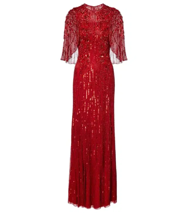 Jenny Packham Violetta embellished caped gown