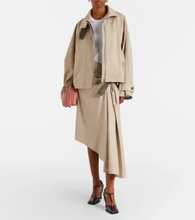 Loewe Leather-trimmed cotton and silk jacket | Thumbnail 3 Loewe Leather-trimmed cotton and silk jacket | Thumbnail 3