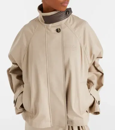 Loewe Leather-trimmed cotton and silk jacket | Thumbnail 6 Loewe Leather-trimmed cotton and silk jacket | Thumbnail 6