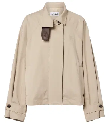 Loewe Leather-trimmed cotton and silk jacket | Thumbnail 1 Loewe Leather-trimmed cotton and silk jacket | Thumbnail 1
