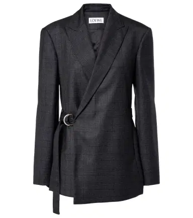 Loewe Prince of Wales check wool wrap blazer | Thumbnail 1