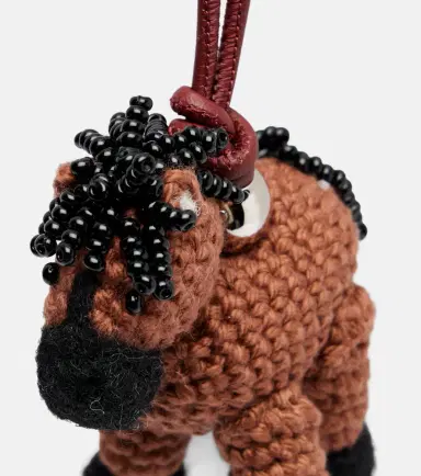 Loewe Horse beaded leather-trimmed wool bag charm | Thumbnail 2