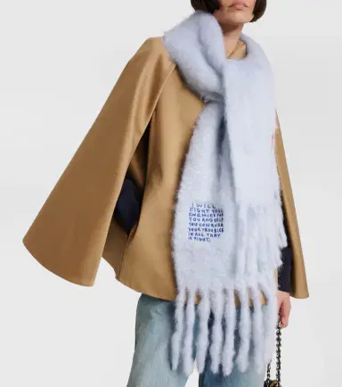 Loewe Embroidered mohair and wool-blend scarf | Thumbnail 4