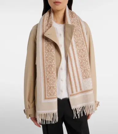 Loewe Anagram wool and cashmere jacquard scarf | Thumbnail 4