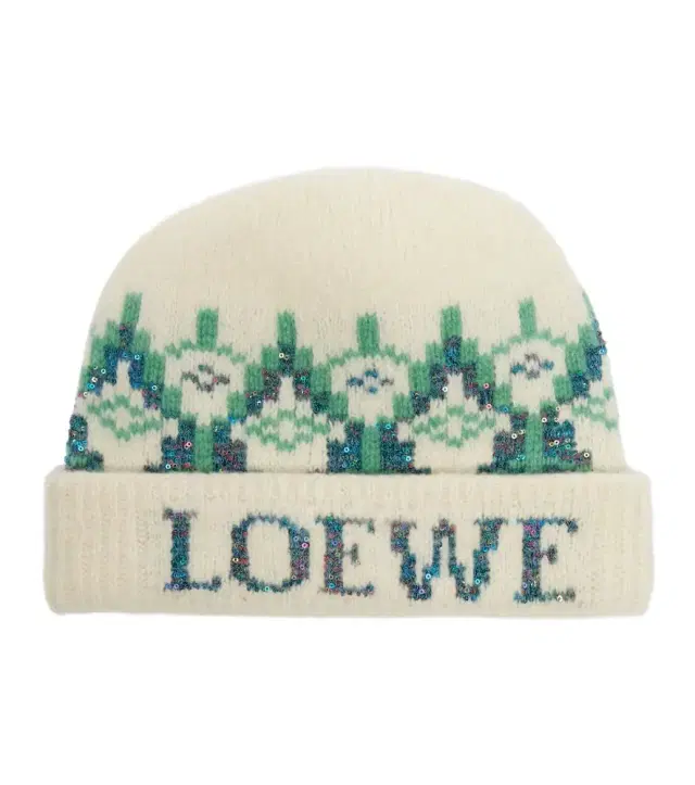 Loewe Fair Isle sequined wool-blend beanie