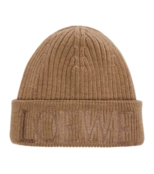 Logo embroidered ribbed-knit wool beanie