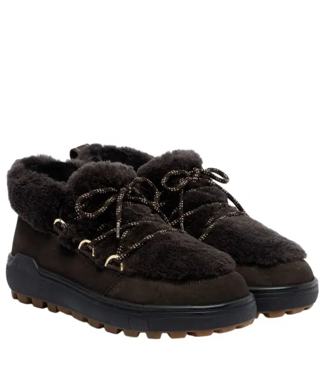 Chamonix shearling-trimmed suede ankle boots