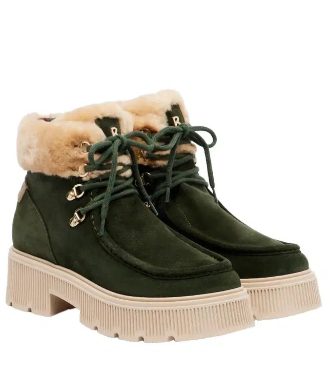 Bogner Turin shearling-trimmed suede lace-up boots