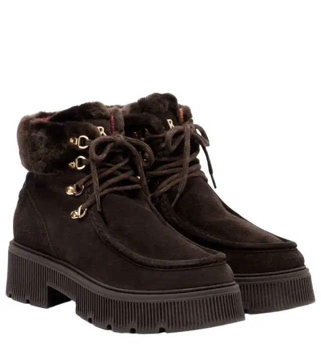 Bogner Turin shearling-trimmed suede lace-up boots