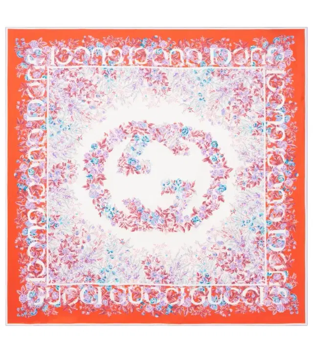 Printed silk twill scarf
