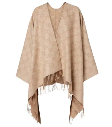 Gucci GG fringed cashmere-blend lamé cape | Thumbnail 1