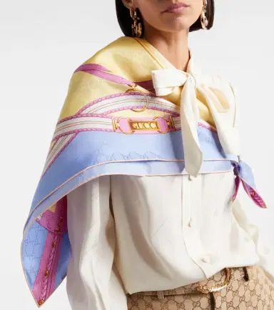 Gucci GG Horsebit silk jacquard scarf | Thumbnail 5