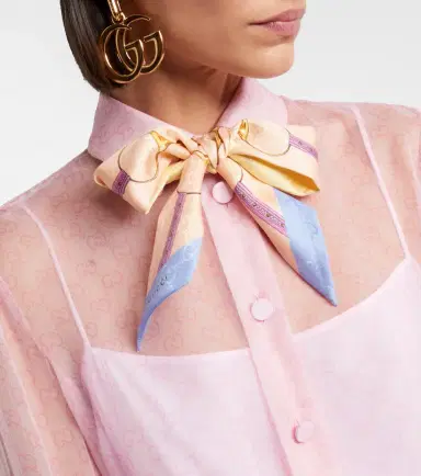 Gucci GG Horsebit silk twill scarf | Thumbnail 4