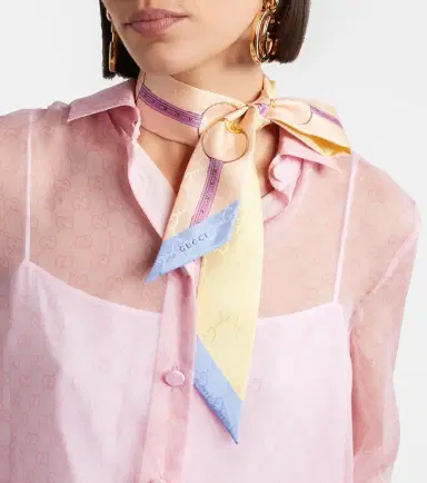 Gucci GG Horsebit silk twill scarf | Thumbnail 5