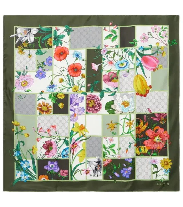 Printed silk twill scarf