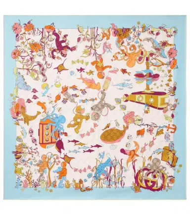 Gucci GG printed silk twill scarf | Thumbnail 1