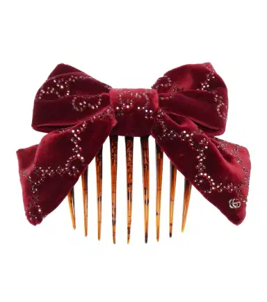 Gucci GG embellished cotton velvet hair comb | Thumbnail 1