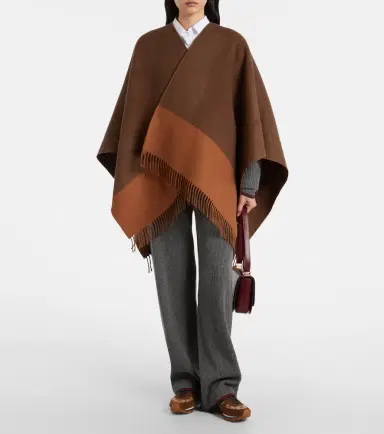 Gucci Fringed wool and cashmere poncho | Thumbnail 3