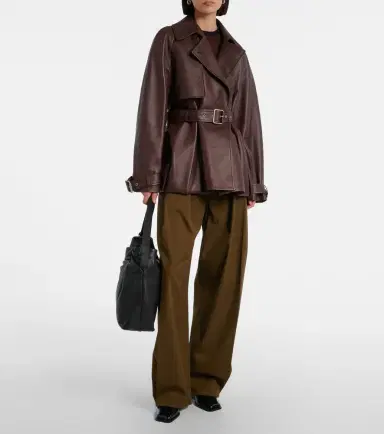 Loewe Belted pleated high-rise cotton and silk wide-leg pants | Thumbnail 2 Loewe Belted pleated high-rise cotton and silk wide-leg pants | Thumbnail 2