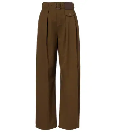 Loewe Belted pleated high-rise cotton and silk wide-leg pants | Thumbnail 1 Loewe Belted pleated high-rise cotton and silk wide-leg pants | Thumbnail 1